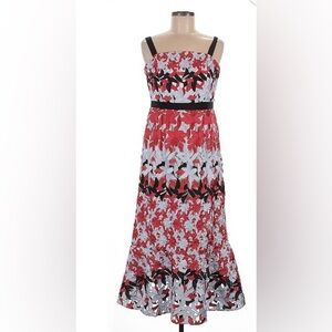 NWT – Size 3 Ted Baker London Red and Black Floral Midi Dress